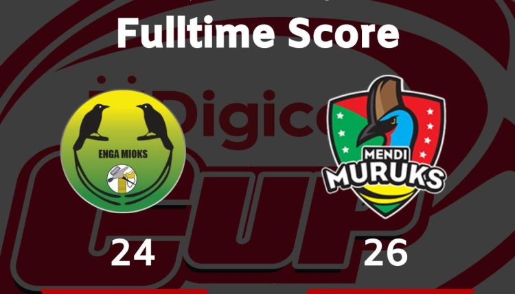 The Mendi Muruks have edged out the home side with a 2 point victory over the Enga Mioks after the scores were locked at 12-all at halftime!